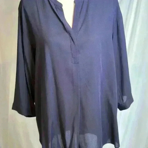 Dark Blue V-Neck Blouse (Size XL) - Picture 1 of 6